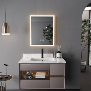 Ava Square Mirror Modern  Vintage Brass Accent Lighting