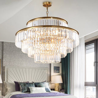 Mina Crystal Chandelier Modern  Sleek Linear Suspension Light