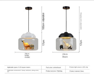 Animal Glass Pendant Modern  Rustic Industrial Hanging Lamp