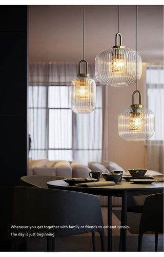 St Pauls Fluted Glass Pendant Artistic Modern  Timeless Lantern Style Wall Lamp