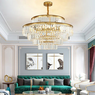 Mina Crystal Chandelier Modern  Sleek Linear Suspension Light