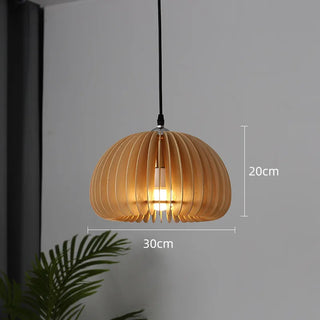 Pumpkin Pendant Chic Modern  Scandinavian Wooden Accent Light