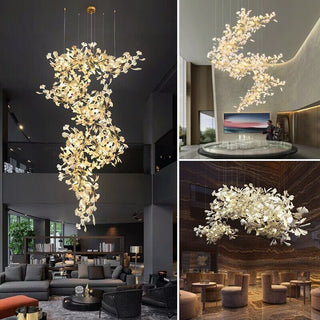 Ginkgo Leaf Chandelier Modern  Classic Drum Shade Ceiling Light