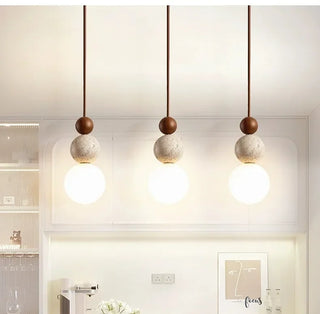 Wabi-Sabi Stone Pendant Lamp Refined Modern  Classic Drum Shade Ceiling Light