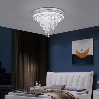 Ava Crystal LED Chandelier Modern  Scandinavian Wooden Accent Light
