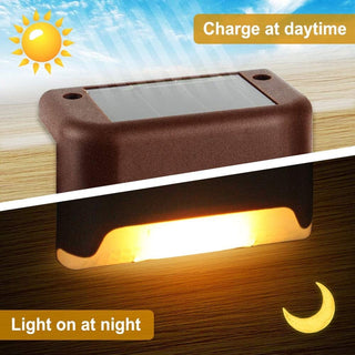 LED Solar Staircase Lights Modern Geometric Design Lamp