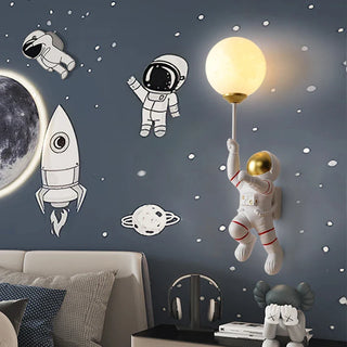 Astronaut Nursery Room Wall Light Modern Geometric Design Lamp