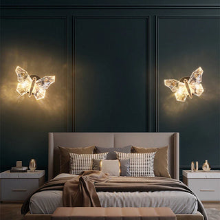 Crystal Butterfly Wall Lamp Modern  Luxury Gold Frame Light Fitting