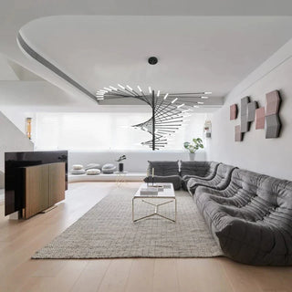 Zynella Spiral Chandelier Modern  Bohemian Rattan Woven Pendant