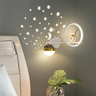 Star Astronaut Projector Wall Light Luxurious Modern  Bohemian Rattan Woven Pendant