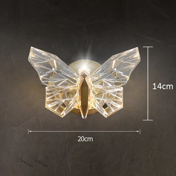 Crystal Butterfly Wall Lamp Modern  Luxury Gold Frame Light Fitting - Zynella
