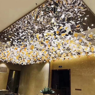 Maple Leaf Crystal Chandelier Modern  Vintage Brass Accent Lighting