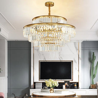 Mina Crystal Chandelier Modern  Sleek Linear Suspension Light