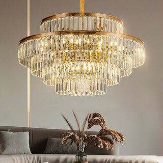 Mina Crystal Chandelier Modern  Sleek Linear Suspension Light