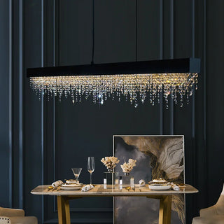 Zara Crystal Rectangle Chandelier Chic Modern  Elegant Teardrop LED Pendant
