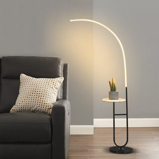 Klevin Marble Tray Floor Lamp Modern  Sculptural Spiral LED Fixture