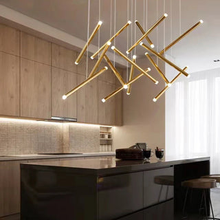 Nano Tube Chandelier Modern  Luxury Gold Frame Light Fitting