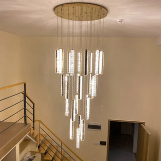Oxford Crystal Chandelier Opulent Modern  Bohemian Rattan Woven Pendant