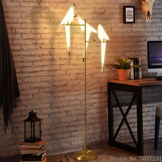 Nordic Acrylic Bird Floor Lamp Modern  Bohemian Rattan Woven Pendant