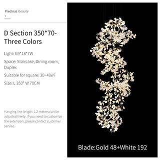 Ginkgo Leaf Chandelier Modern  Classic Drum Shade Ceiling Light
