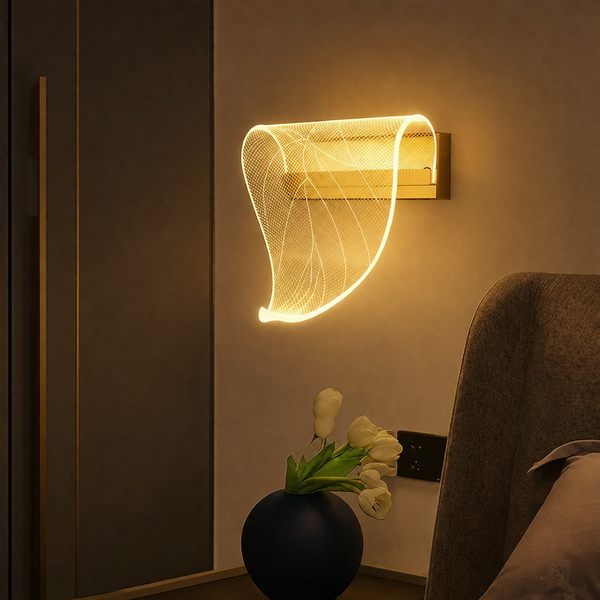 Zynella Modern Gold LED Acrylic Wall Lamp