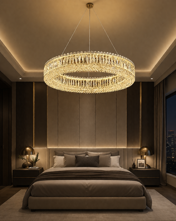 Zynella Modern K9 Crystal LED Chandelier – Luxury Flush Mount Ceiling Light