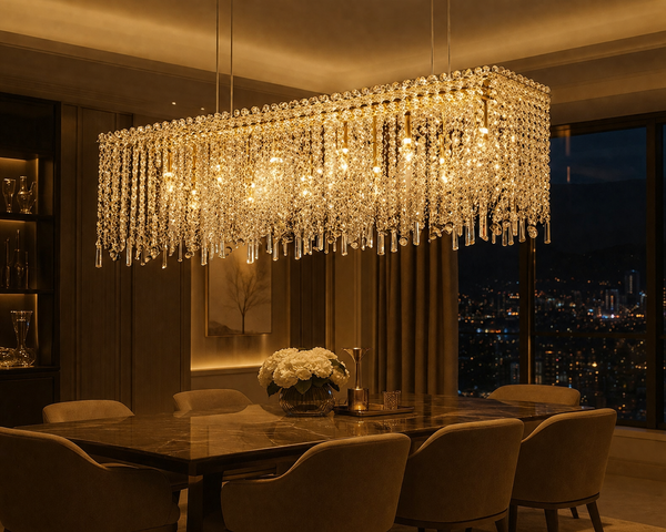 Zynella Luxury Modern Crystal Flush Mount Chandelier for Living & Dining Room