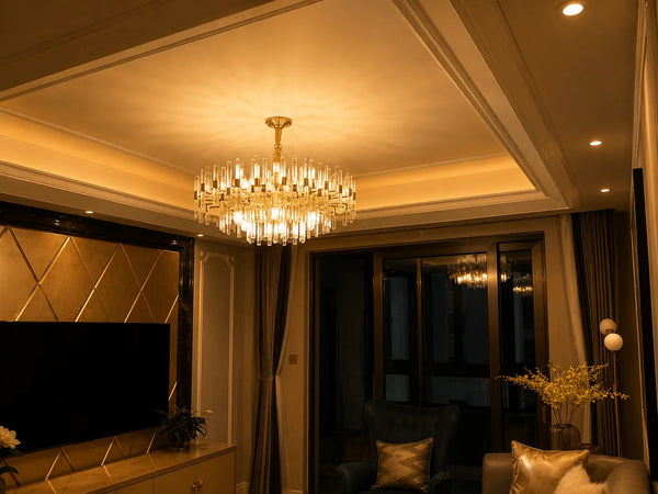 Zynella Luxury Gold Crystal LED Chandelier