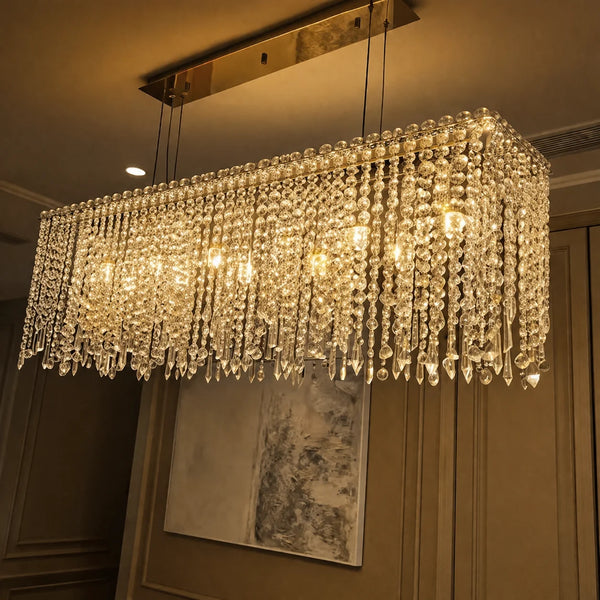 Zynella Luxury Modern Crystal Flush Mount Chandelier for Living & Dining Room