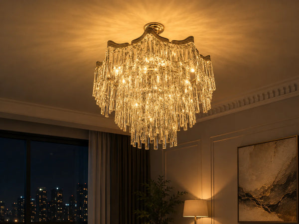 Zynella Elegant Crystal Pendant Light for Living & Dining Room