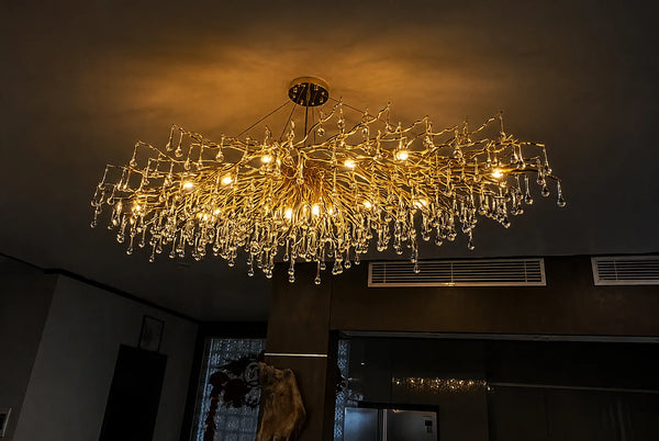 Zynella Chrome Rectangular Crystal Raindrop Chandelier