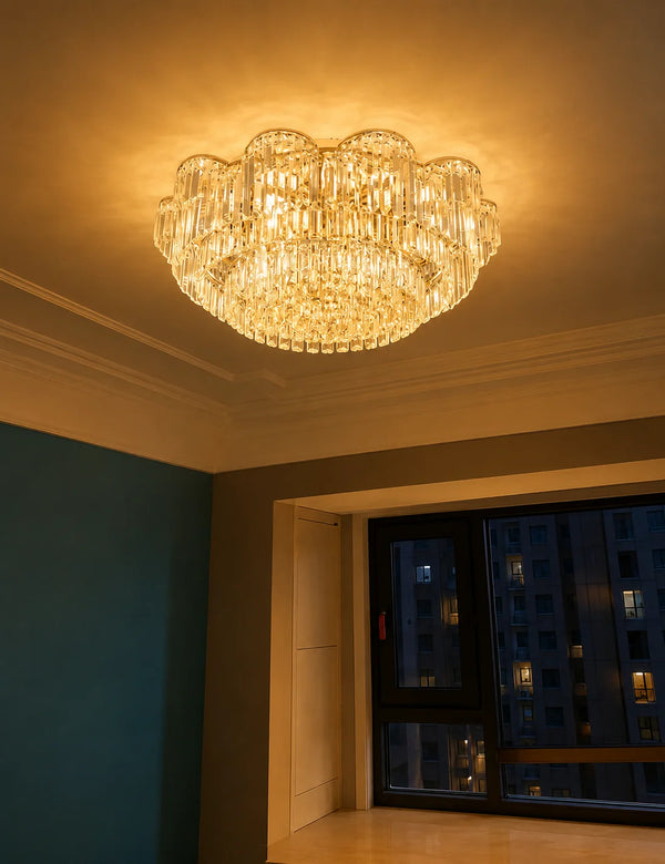 Zynella Luxury Crystal LED Chain Pendant Chandelier