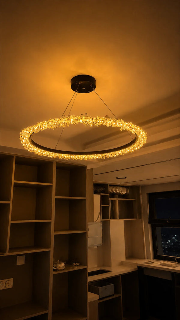 Zynella Luxury Crystal Ring Pendant Chandelier