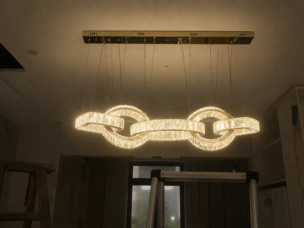 New Zynella Modern Rectangular LED Crystal Chandelier