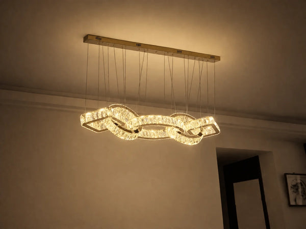 New Zynella Modern Rectangular LED Crystal Chandelier