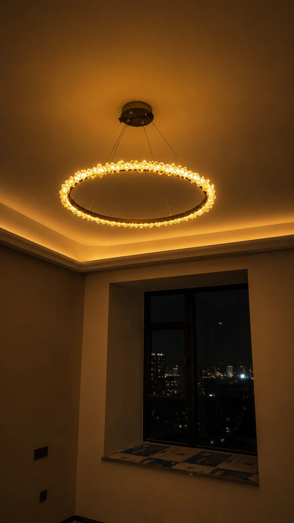 Zynella Luxury Crystal Ring Pendant Chandelier