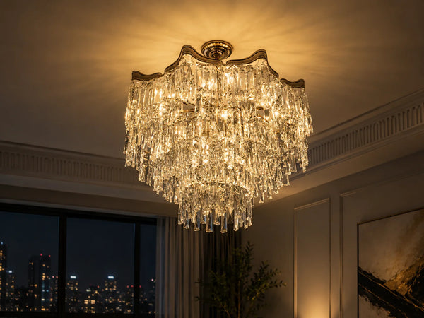 Zynella Elegant Crystal Pendant Light for Living & Dining Room