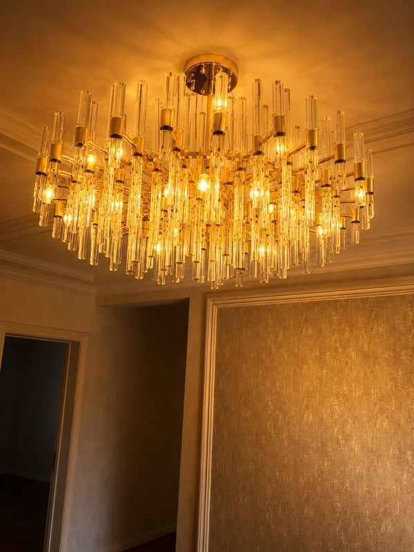 Zynella Luxury Gold Crystal LED Chandelier