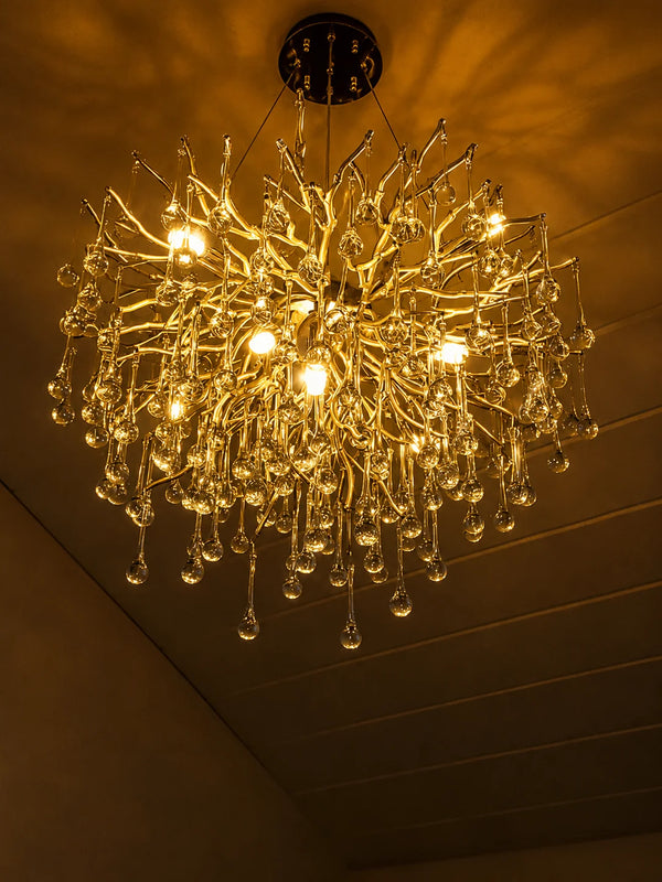 Zynella Chrome Rectangular Crystal Raindrop Chandelier