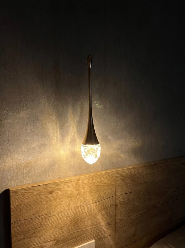 Water Drop Crystal Pendant Refined Modern  Sculptural Spiral LED Fixture