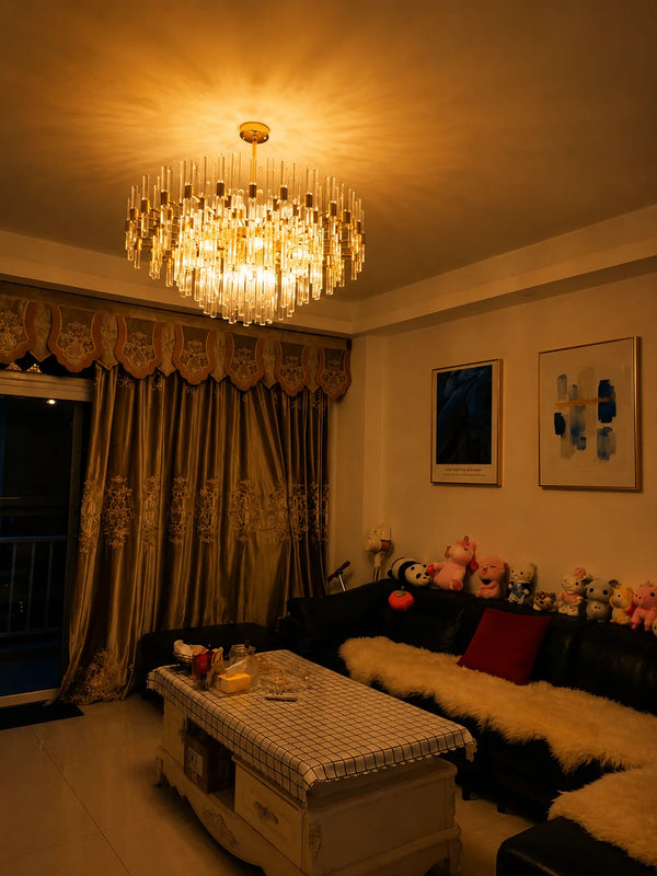 Zynella Luxury Gold Crystal LED Chandelier