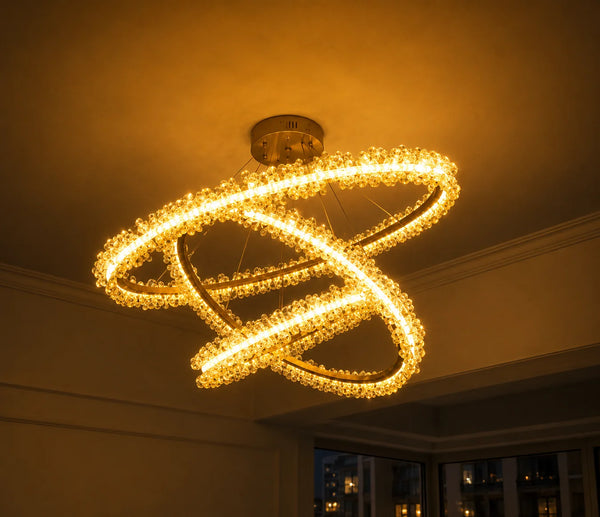 Zynella Luxury Crystal Ring Pendant Chandelier