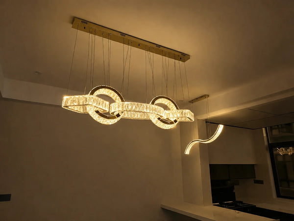 New Zynella Modern Rectangular LED Crystal Chandelier