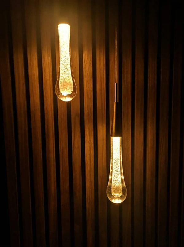 Water Drop Crystal Pendant Refined Modern  Sculptural Spiral LED Fixture