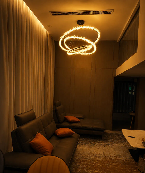 Zynella Luxury Crystal Ring Pendant Chandelier