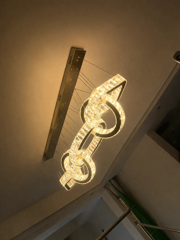 New Zynella Modern Rectangular LED Crystal Chandelier