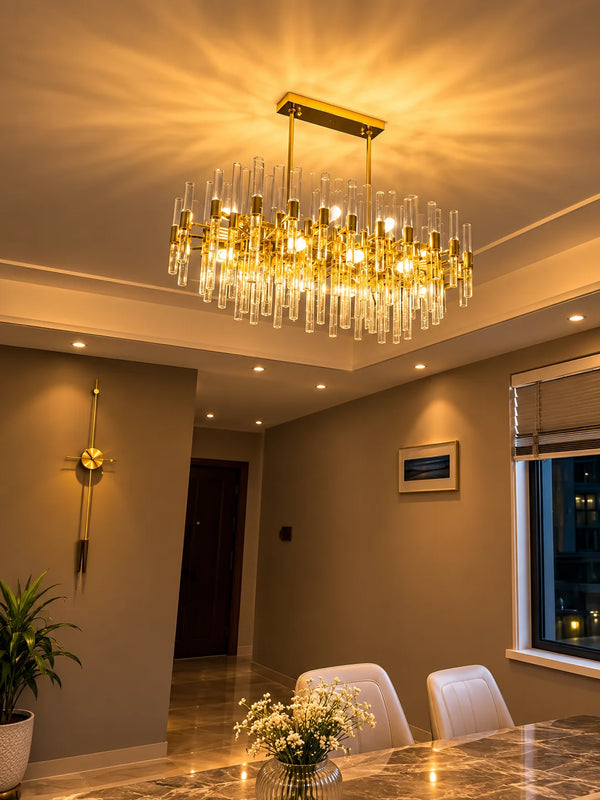 Zynella Luxury Gold Crystal LED Chandelier