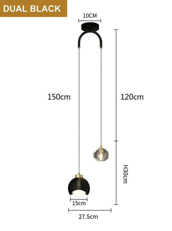 Zynella Gemini: Nordic Double-Head Crystal Pendant