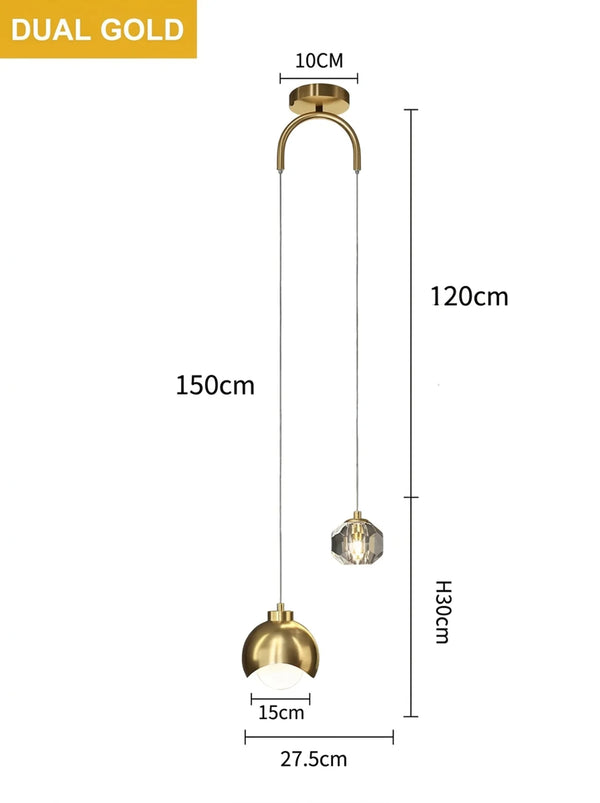 Zynella Gemini: Nordic Double-Head Crystal Pendant
