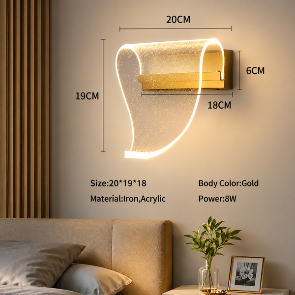 Zynella Modern Gold LED Acrylic Wall Lamp